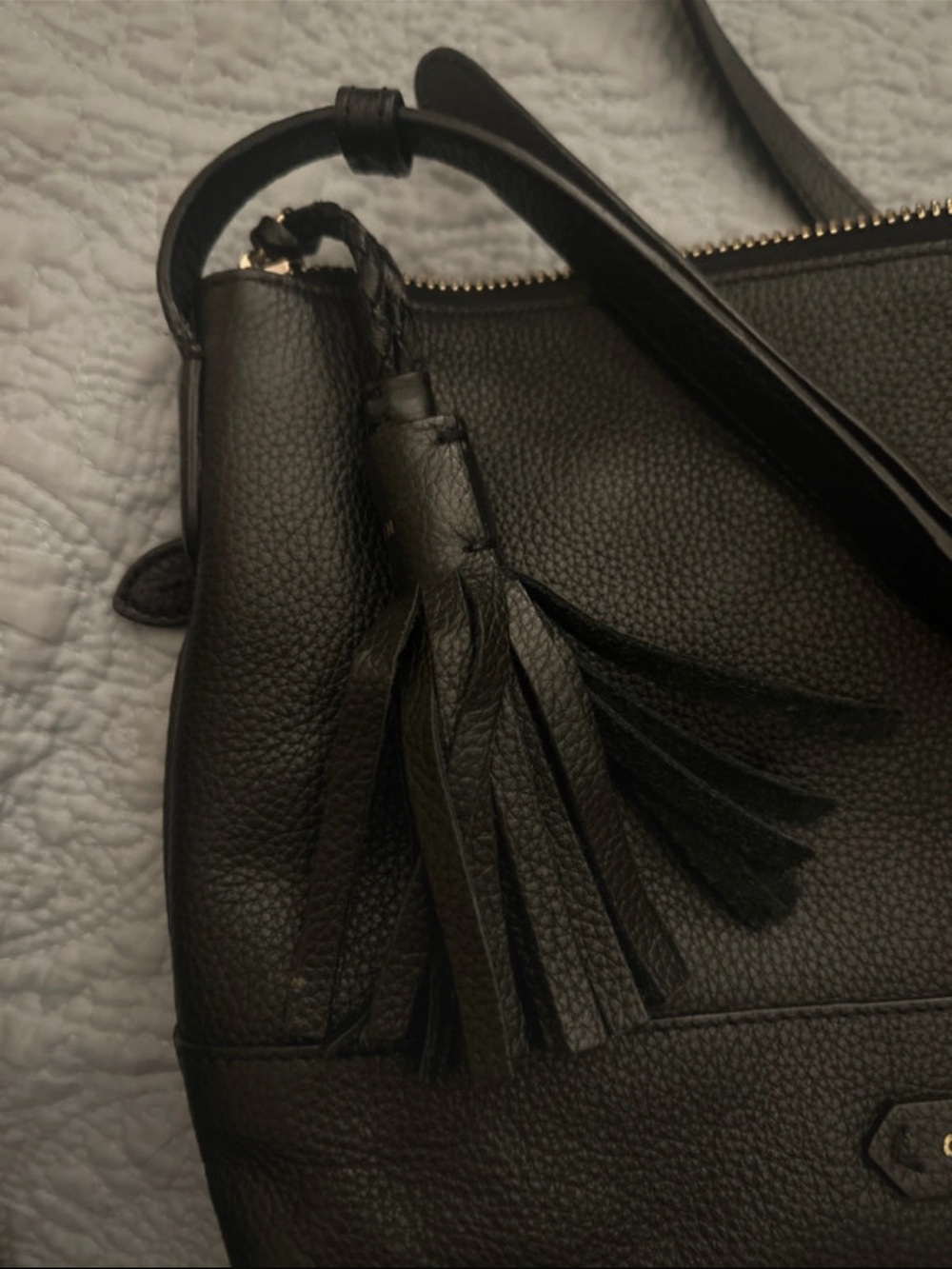 Cole Haan Navy Leather Crossbody with Tassel Accent - Picture 8 of 8